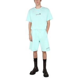 MSGM Men's Cotton Blend Jersey T-Shirt and Shorts Set Men GREEN Pants